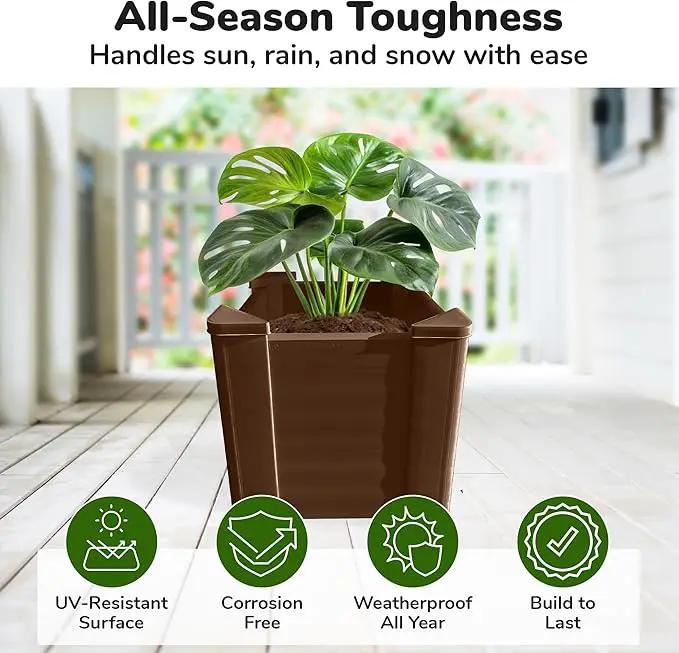 Raised Garden Bed - 1x1 ft Planter Box - Brown HDPE - No Tools Needed - DIY Kit for Urban Gardening, Flowers, Herbs & Vegetables - Made in The USA - 2 Pack by GreenHaven Gardens