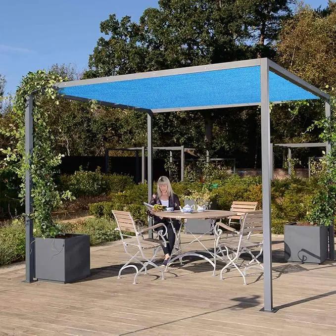 Eden's Decor Straight Flat-Edged Sun Shade Sail Rectangular 17' x 21' Blue UV-Blocking Outdoor Canopy Fabric Cloth Awning for Pergola Patio Garden Backyard Custom Size by GreenHaven Gardens