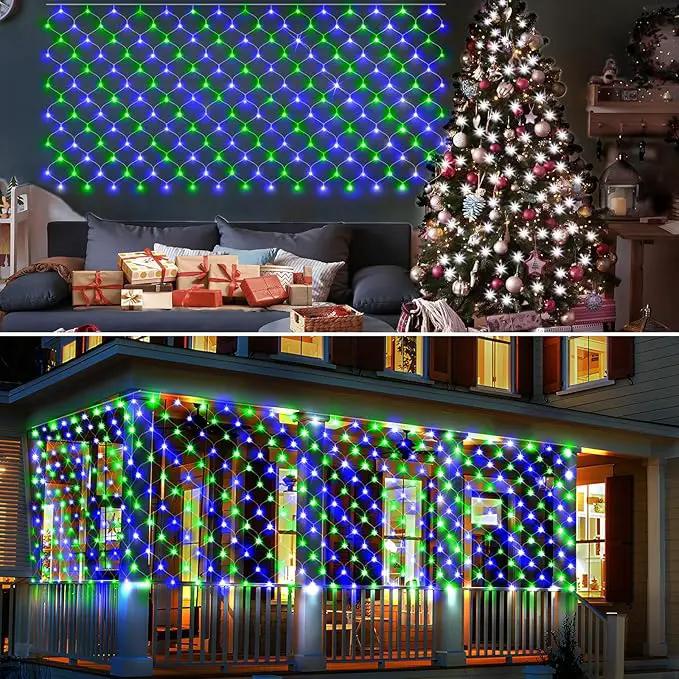KNONEW 2-Pack 360 LEDs Christmas Net Lights 13ft x 9.8ft Outdoor Mesh Lights Connectable Waterproof 8 Modes & Timer Plug-in Net Fairy Lights for Bushes Garden Party Wedding Holiday,Blue and Green by GreenHaven Gardens