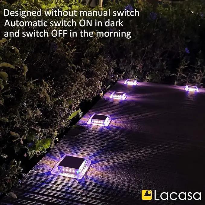 Lacasa Outdoor Solar Light, 4 Pack 30LM IP68 Waterproof Solar Garden Light Auto On/Off Solar Lighting for Pathways Paths, Mixed Colours (Warm White + Blue Light) by GreenHaven Gardens