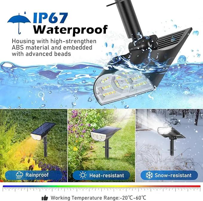 Solar Spot Lights Outdoor 5 Modes, 44LEDs Bright Landscape Spotlights Solar Powered 3 Colors Changing, IP67 Waterproof Auto On-Off Dusk Dawn Solar Outdoor Lighting for Yard Garden Outside Tree by GreenHaven Gardens