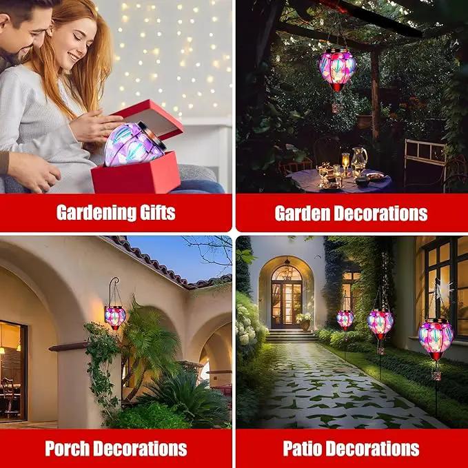 Solar Lantern Outdoor Waterproof, Hanging for Backyard Porch Patio Lawn Pathway Decor, Yard Decorations, Hot Air Balloon Garden Gifts, Cardinal-2, Sol-Purpl-Us2 by GreenHaven Gardens
