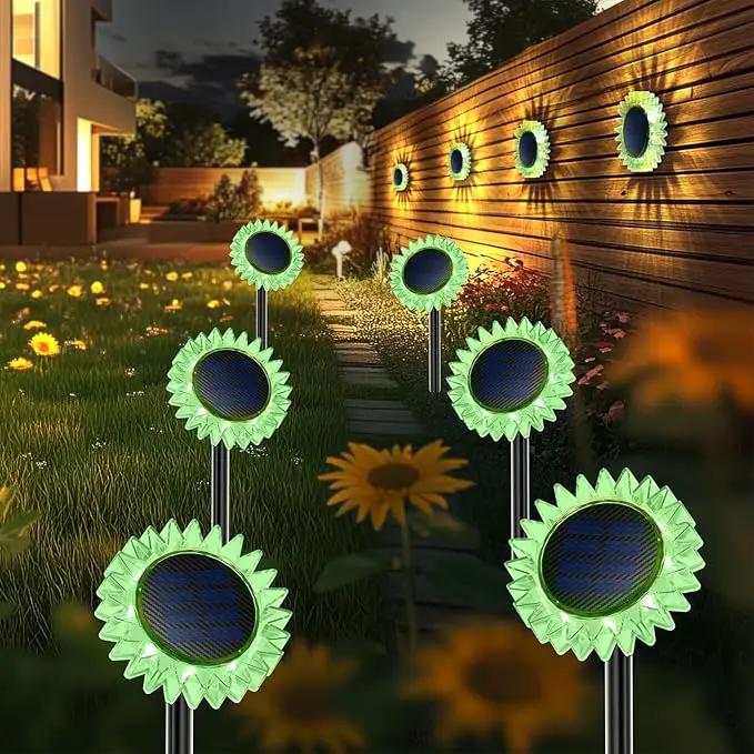 Hogni 6PK Solar Garden Lights, Ground Stake/Hang 2 in 1 Solar Sunflowers Outdoor Waterproof IP67, Outdoor Decor for Pathway Walkway Landscape Backyard Fence Decoration by GreenHaven Gardens
