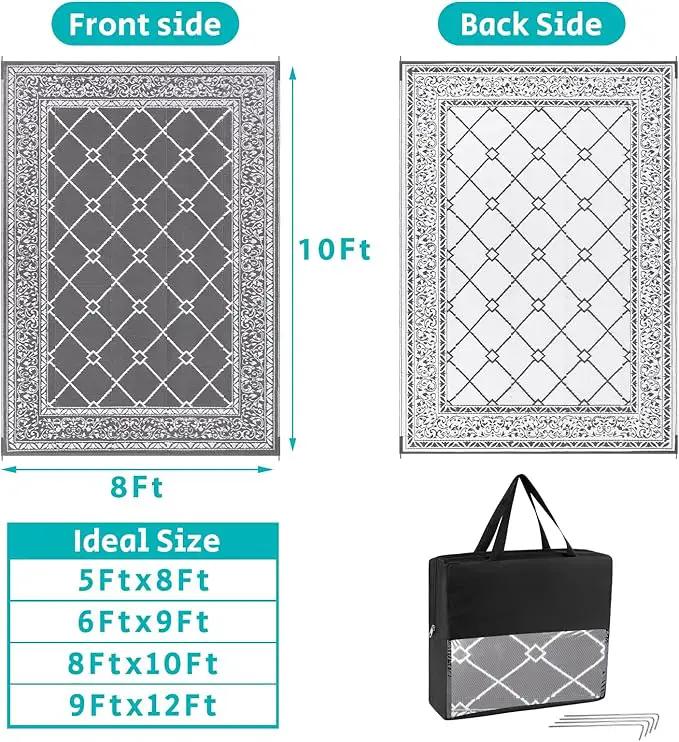 HEBE Outdoor Rug Waterproof 8x10, Reversible Plastic Straw Rug RV Camping Rug, Indoor Outdoor Patio Mat Clearance, Outside Carpet for Porch,Deck,Camper,Balcony,Backyard,Picnic by GreenHaven Gardens