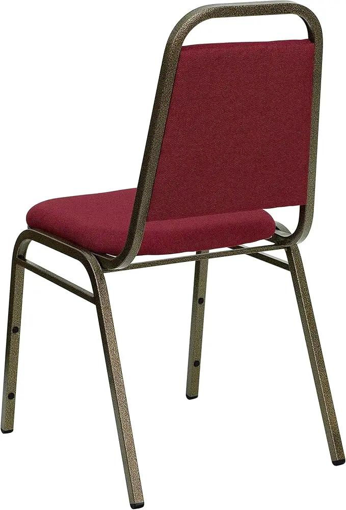 EMMA + OLIVER Trapezoidal Back Fabric Upholstered Stackable Banquet Chair, Multipurpose Stacking Chair with Padded Seat and Back, Burgundy/Gold by GreenHaven Gardens