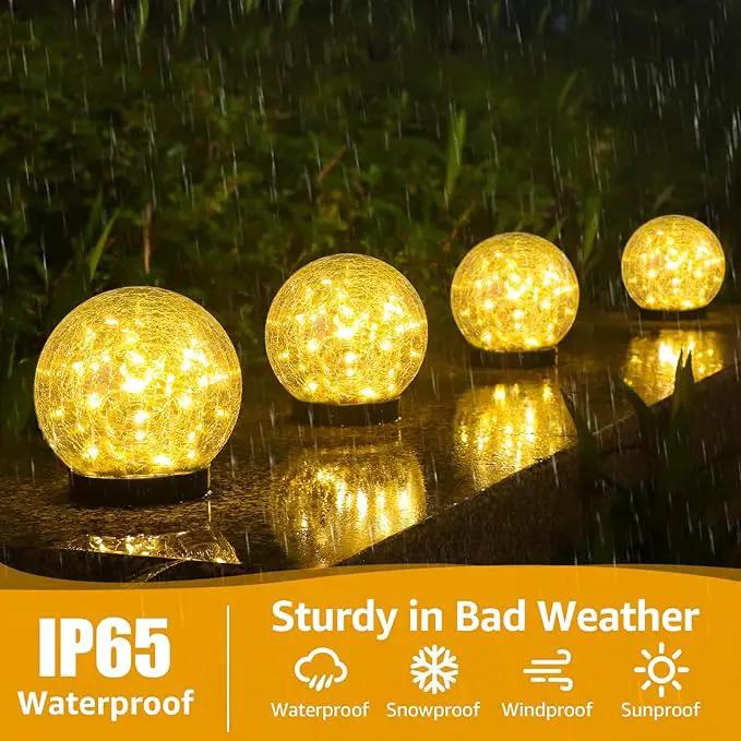 2-Pack Garden Solar Lights Outdoor, Cracked Glass Ball Light Waterproof, Decorative Solar Globe Lights Warm White for Yard Pathway Patio Lawn by GreenHaven Gardens