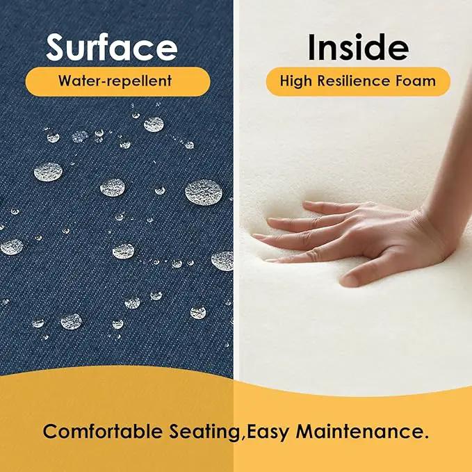 Outdoor Sunbrella Round Corner Seat Cushion, 17"x16"x2", Set of 4, Non Slip Seat Cushion Pads with Removable Cover for Patio Furniture, Garden Yard Lawn, Specrtum Indigo by GreenHaven Gardens