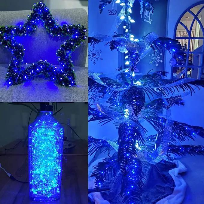 66Ft 200LED Fairy Lights Plug in, Waterproof String Lights Outdoor & Indoor 8 Modes with Timer, Christmas Light Bedroom Decor, Twinkle Light for Girl's Room Garden Christmas Decorations (Blue) by GreenHaven Gardens