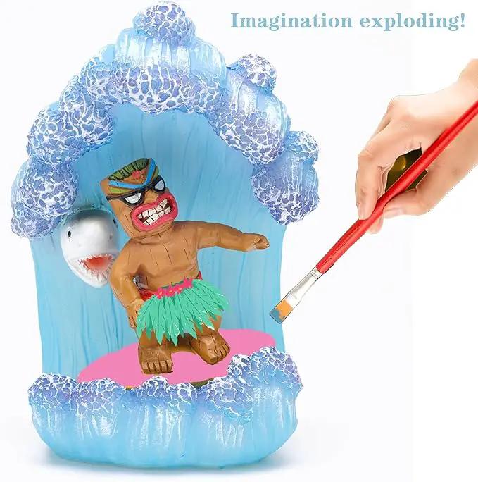 Solar Tiki Statue Decor-Garden Statue Outdoor Ornaments - Tiki Man Surfing Waterproof Decoration Figurine for Tiki Bar,Patio,Balcony,Yard,Lawn,Table by GreenHaven Gardens