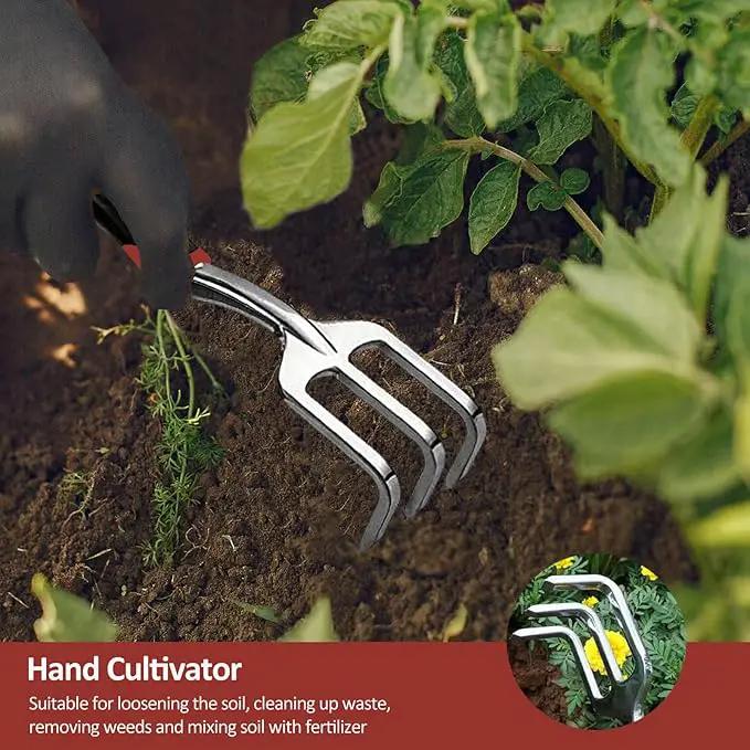 Garden Tool Set, 3 Piece Gardening Tools Includes Garden Trowel, Transplant Trowel and Hand Rake with Non-Slip Ergonomic Handle, Heavy Duty Garden Kit for Planting, Garden Gifts Red by GreenHaven Gardens