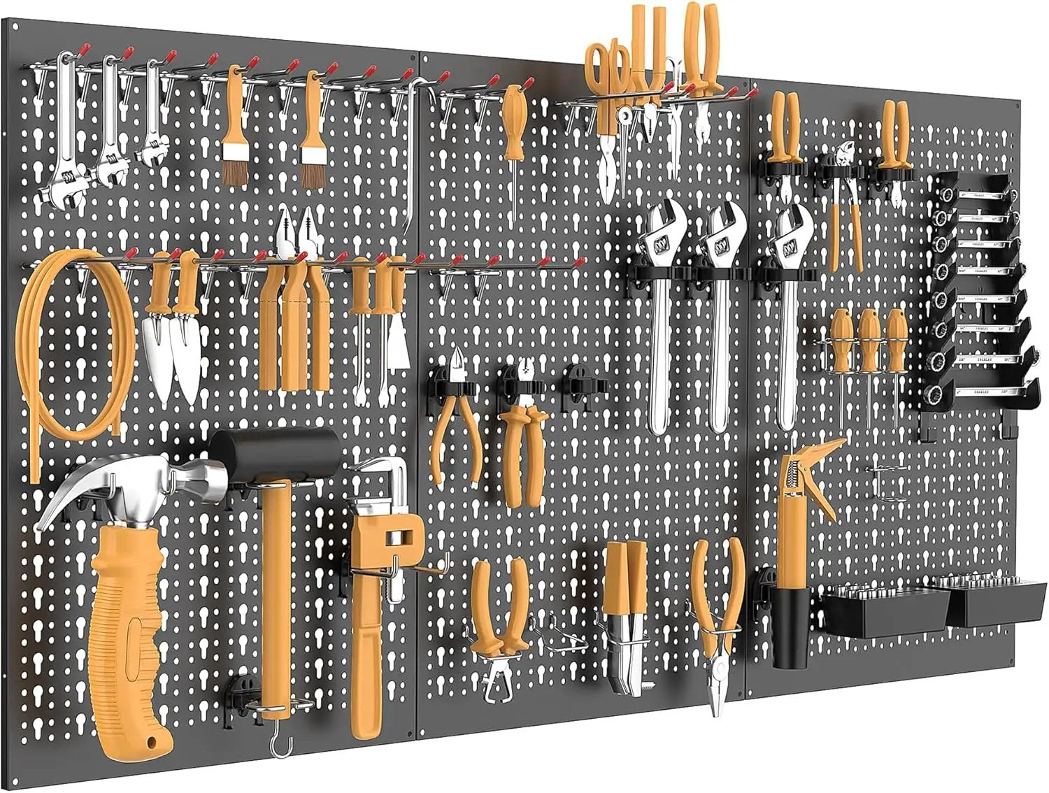 WALMANN Metal Pegboard Wall Tool Organizer Board with Pegboard Hooks, 24x48in Tools Organizer Pegboard for Garage, Workbench, Peg Boards, Tool Organizer Board with Hooks(Black) by GreenHaven Gardens