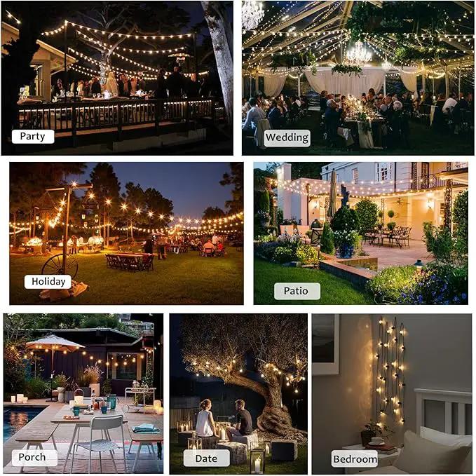 Outdoor String Lights 100FT Globe String Lights with 52 Dimmable G40 Shatterproof LED Bulbs,Waterproof Connectable Patio Light String Lights for Backyard Hanging Lights,2700K Warm Glow by GreenHaven Gardens