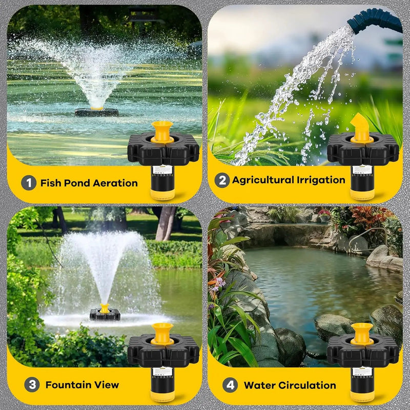 Pond Fountain Aerator, 1HP 15000 GPH Floating Aerating Fountain with Timer & 100FT Rope & Cord, Jet System for Large Outdoor Ponds & Lakes by GreenHaven Gardens
