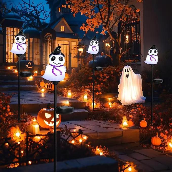 Afirst Halloween Ghosts Pathway Solar Lights Handblown Glass Waterproof Outdoor Halloween Decoration Solar LED Outdoor Décor Front Porch Decor 2 Pack by GreenHaven Gardens