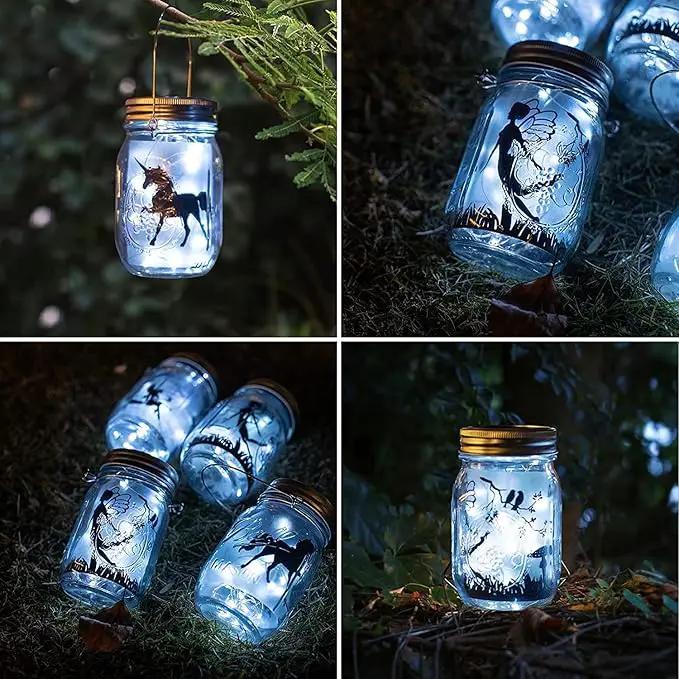 8 Pack Fairy Star Firefly Jar Lids Lights,Solar Fairy String Lids Lights（No Jars）,Waterproof Lantern Mason String Solar Lights with Hangers for Regular Mouth Jars Christmas Gifts(Cold White) by GreenHaven Gardens