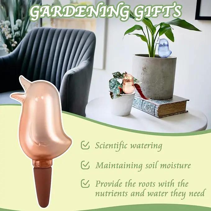 4 Pack Self Watering Spikes, Indoor Plant Watering Globes, Bird Shape Automatic Irrigation Spikes,Plant Watering Devices (Red&Blue) by GreenHaven Gardens