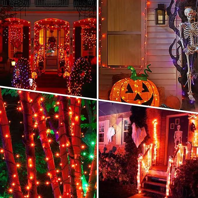 Weillsnow Orange Halloween Lights, 66FT Plug-in Waterproof String Lights, 8 Modes with Memory for Indoor/Outdoor Garden Decorations by GreenHaven Gardens