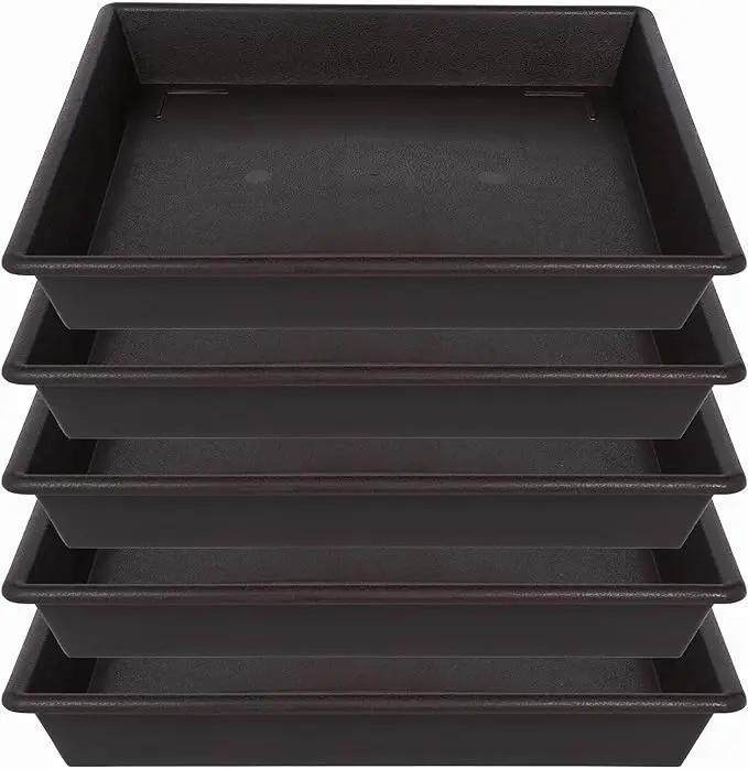 Square Plant Saucer 12 Inch 5 Pack, Plant Stand Plant Trays for Pots Heavy Duty Plastic Plant Saucers for Indoors Outdoors, Flower Pot No Holes Plant Lover Gardening Gifts by GreenHaven Gardens