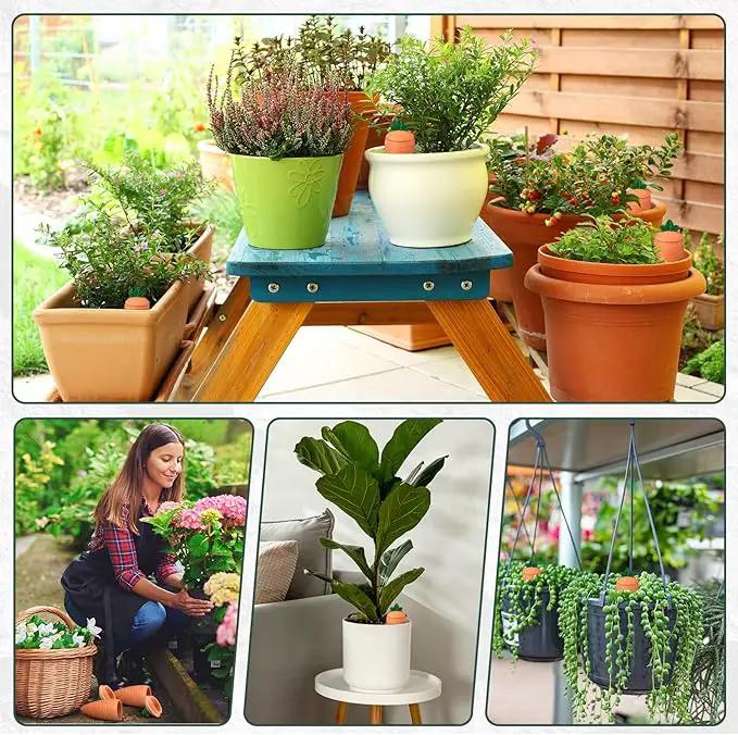 4 Pcs 24oz Terracotta Watering Spikes Self Watering Planter Insert Terracotta Stakes Olla Pot for Outdoor Indoor Garden Plants, Easy to Refill(Carrot) by GreenHaven Gardens