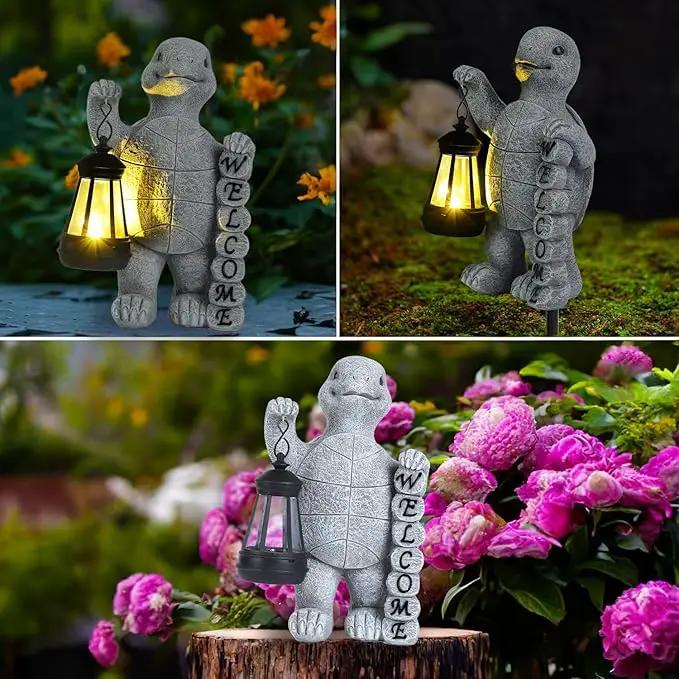 Turtle Solar Lights Outdoor Garden,Outdoor Solar Lights for Yard Decorations,Lantern Garden Decoration,Garden Decor,Turtle Garden Welcome Plaque Statue,-Unique Housewarming Gifts by GreenHaven Gardens