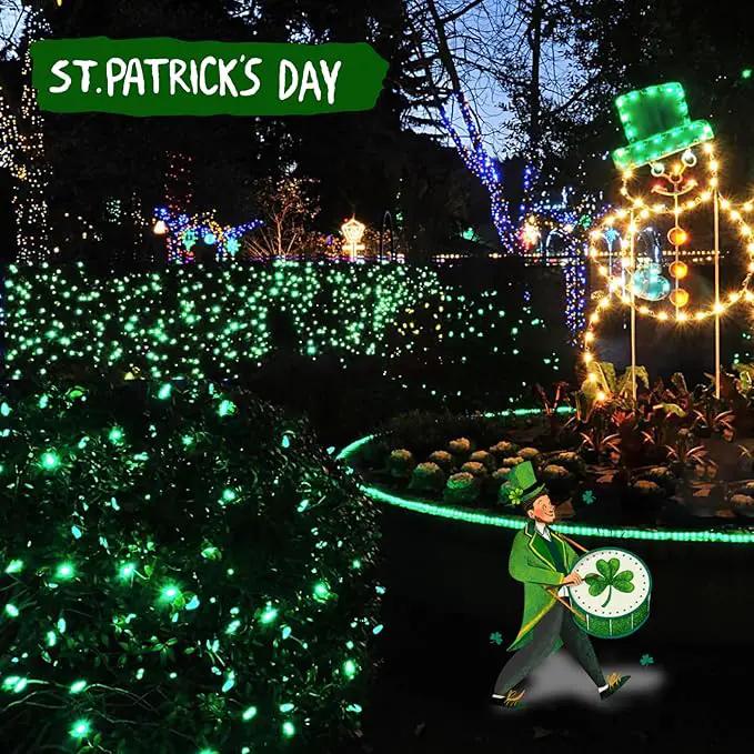 SANJICHA 2-Pack 66FT 200LED Green St. Patrick's Day Lights for Indoor/Outdoor, Super Bright Plug in Fairy Lights, Waterproof String Lights for Festive Decorations St Patrick's Day Garden Tree by GreenHaven Gardens