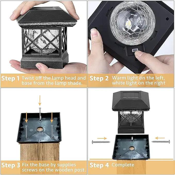 TWINSLUXES Solar Post Cap Lights Outdoor - Waterproof LED Fence Post Solar Lights for 3.5x3.5/4x4/5x5 Wood/Vinyl Posts in Patio, Deck or Garden Decoration by GreenHaven Gardens
