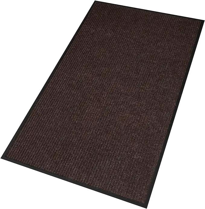 Low Profile Rubber Door Mat, 72x48inch, Heavy Duty, Entrance Doormat, Indoor and Outdoor, Waterproof, Easy Clean Shoe Scraper, Home Rug Welcome Mats for Entryway, Patio, Porch, Brown by GreenHaven Gardens