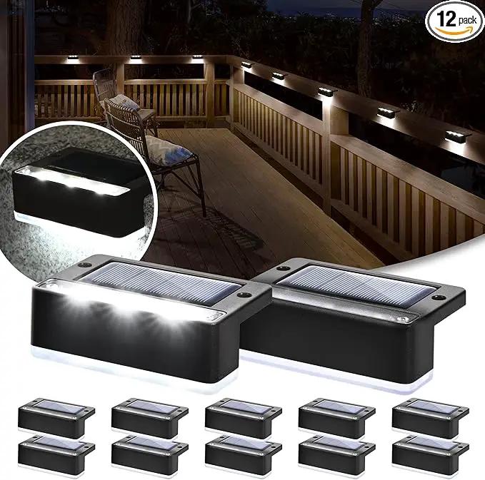 SOLPEX Solar Fence Lights, 6 LEDs Solar Lights Outdoor Waterproof Solar Powered for Deck, Stair, Front Porch, Balcony, Walkway, Garden, Yard, Patio, Pool Decor, IP65 Waterproof (12 Pack, Cold White) by GreenHaven Gardens