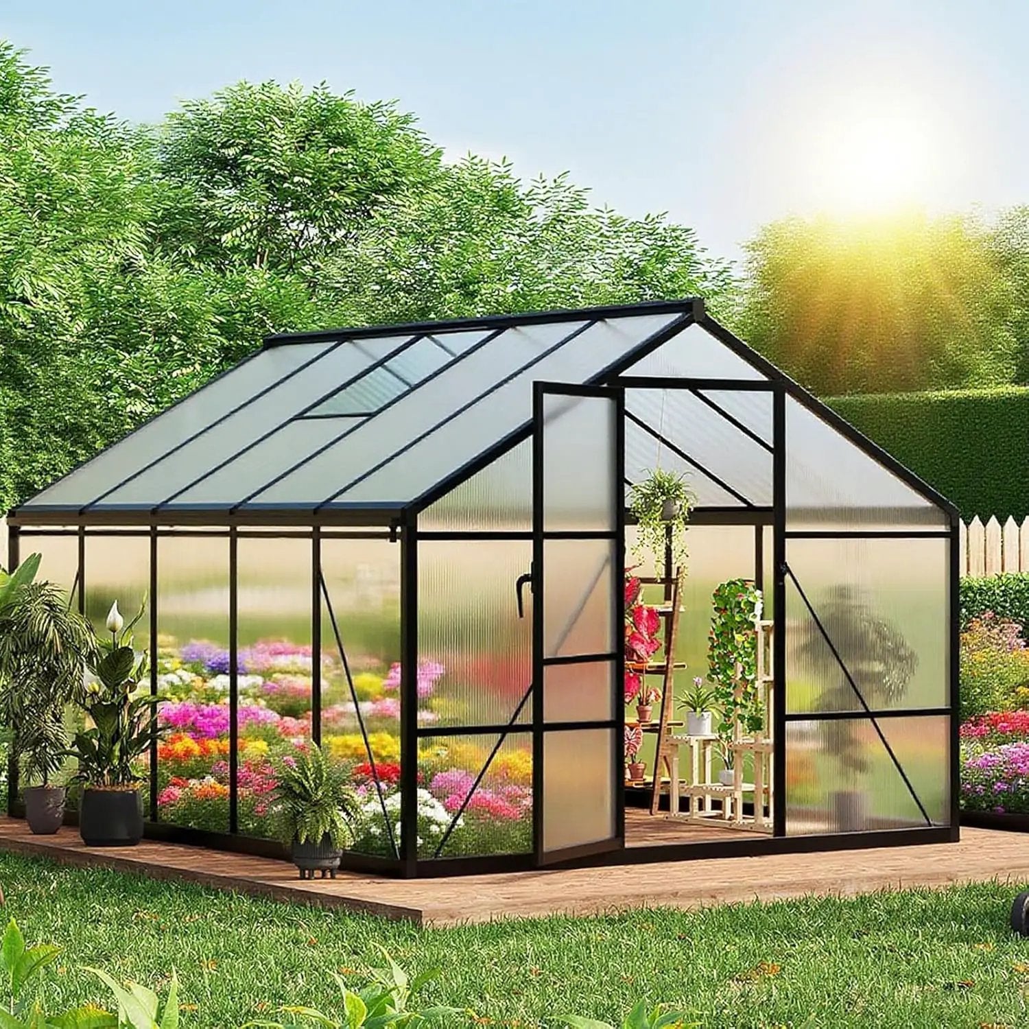 8x10 FT Outdoor Walk-in Greenhouse with Durable polyethylene Cover, Lockable Door, Adjustable roof Vent, and Ground Anchors. A Large, Sturdy Backyard Greenhouse Ideal for Patio, Lawn, and Gardening. by GreenHaven Gardens