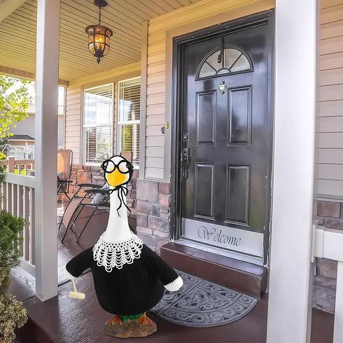 Crochet Justice Goose Outfit Handmade Federal Judge Lawn Goose Clothes Halloween Porch Goose Outfit with Glasses and Mallet for 23'' Goose Halloween Outdoor Patio Yard Lawn Art Decoration by GreenHaven Gardens