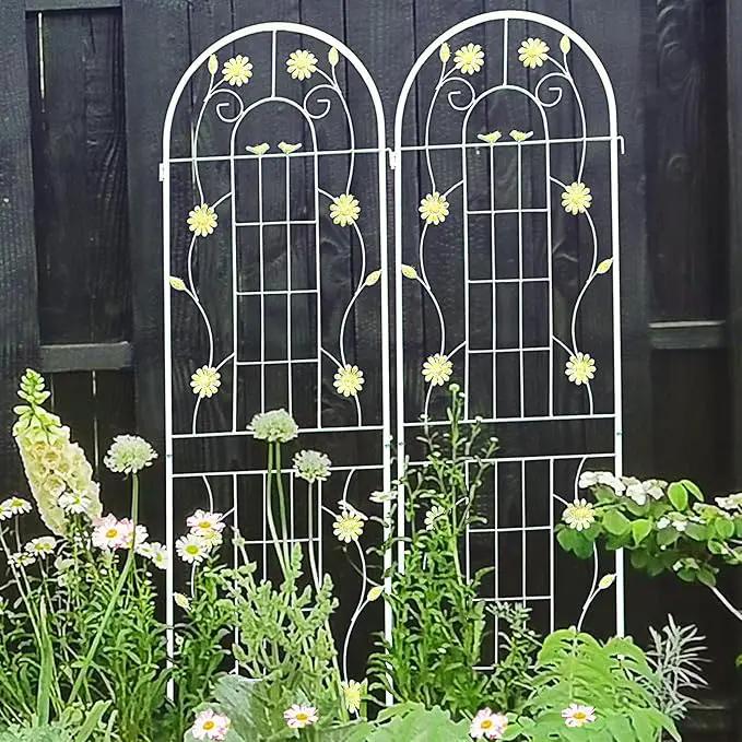 2 Pack Metal Garden Trellis 86.7" H Garden Fence Rustproof Trellis Cream White for Climbing Plants Support Roses Flower Cucumber Outdoor Lawn, Cream White by GreenHaven Gardens