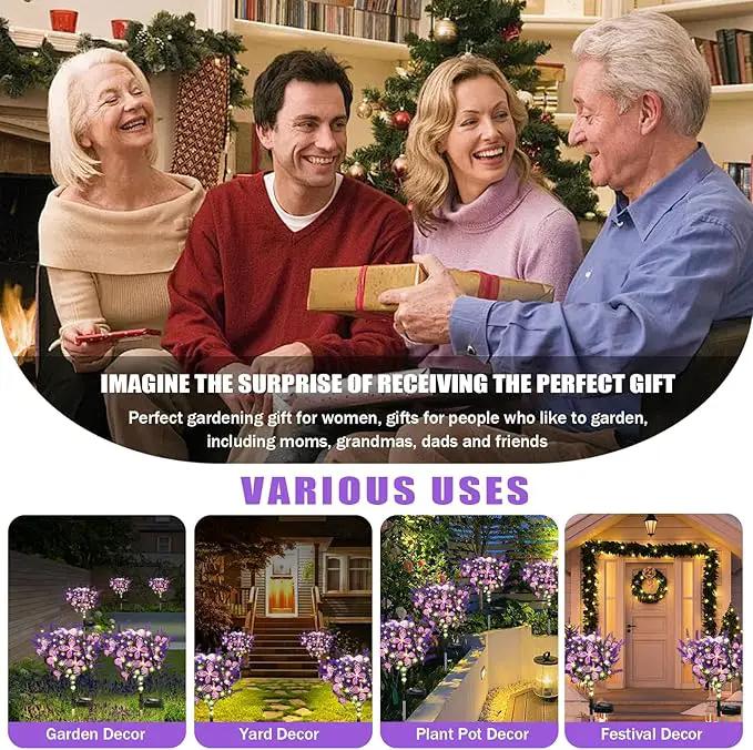 Solar Garden Lights Outdoor, 4 Pack Purple Lavender Solar Butterfly Lights Gardening Gifts for Women, Solar Artificial Flower with Butterfly Purple Garden Decor for Lawn Patio-Warm White by GreenHaven Gardens
