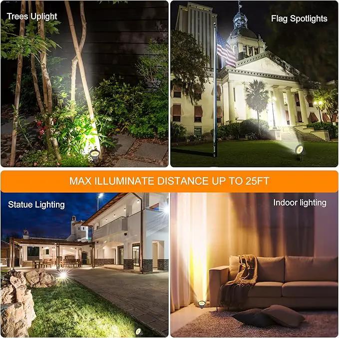SUNLONG Solar Powered Spot Lights Outdoor Waterproof 2 in 1 Bright Solar SpotLights Power Adjustable for Flag Yard Flagpole Landscape Dusk to Dawn 2 x Spots Warm White by GreenHaven Gardens