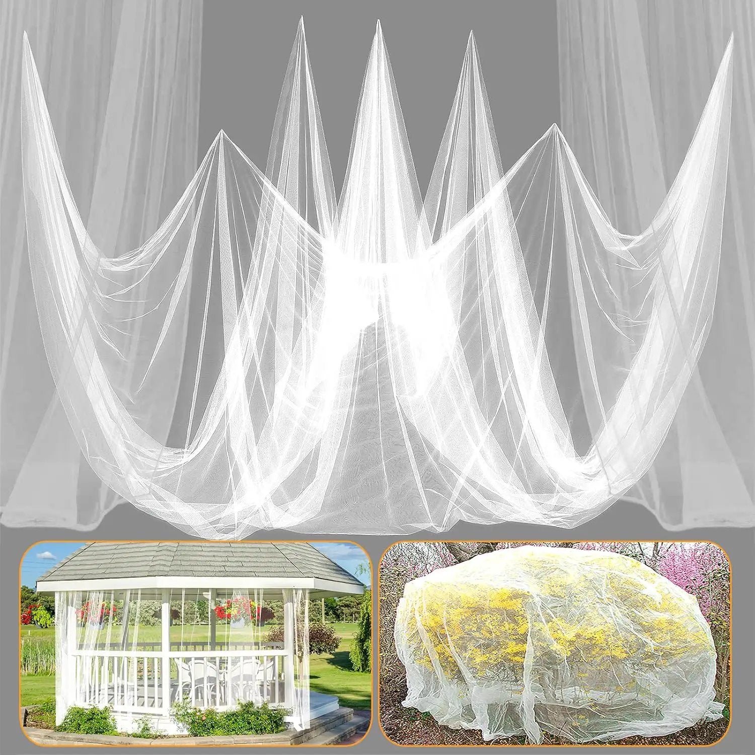 33x10ft Large Mosquito Net, Mesh Netting for Garden Skin and Plants Protection, Patio Bird Bug Screen, White by GreenHaven Gardens