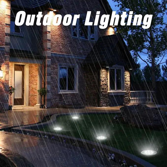 ODEETRONIC Solar Ground Lights, 12 Packs 8 LED Solar Disk Lights, Outdoor in-ground Light Waterproof, Round Solar-Powered Puck Light Flat Lamps for Landscape Pathway Yard Garden Walkway, Cool White by GreenHaven Gardens