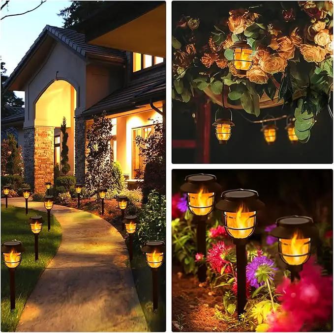 10 Pack Solar Pathway Lights Outdoor - Bright Solar Powered Garden Lights with Flickering Flame, Auto On/Off Waterproof Path Lights Decorative, Landscape Lighting for Yard Patio Walkway Driveway by GreenHaven Gardens