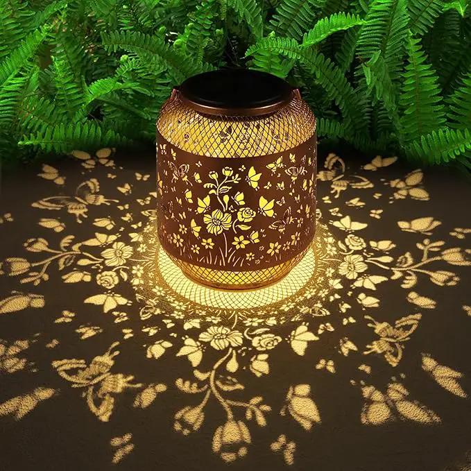 Butterfly Solar Lanterns Outdoor, Birthdays Gifts for Women Mom Grandma, Metal Waterproof Hanging Hollow Out Garden Decorative Solar LED Light for Yard, Patio, Lawn, Porch, Backyard by GreenHaven Gardens