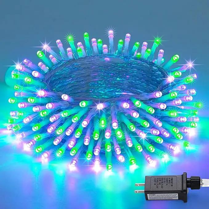 JMEXSUSS Connectable Purple and Green Halloween Lights Plug-in, 8 Modes 100 LED Twinkle String Light Indoor, Clear Wire Christmas Lights Outdoor Waterproof for Halloween Christmas Decor by GreenHaven Gardens