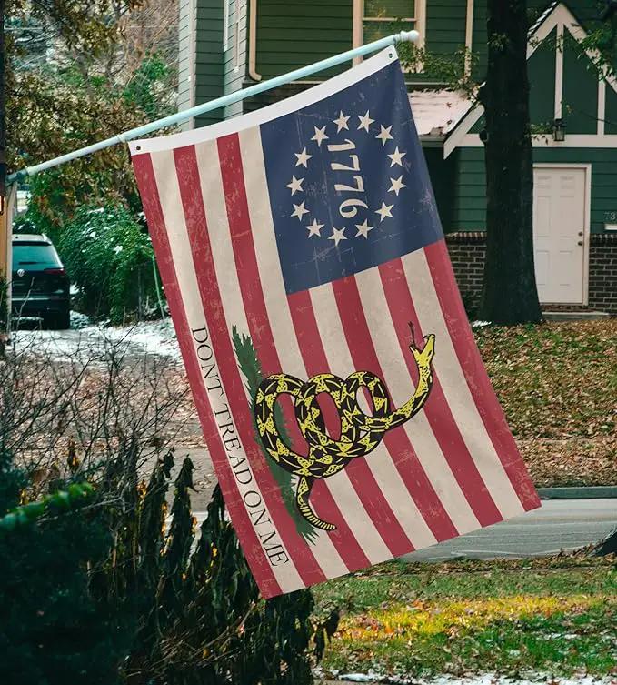 Don't Tread On Me Flag 1776 Flag 3x5 Ft Retro American Flag Polyester Double Sided Mirror Printing Outdoor House Patriotic Banner Decorate by GreenHaven Gardens