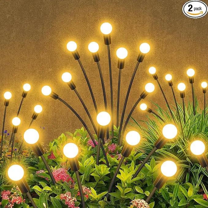 Solar Garden Lights Outdoor Waterproof, 2 Pack 16 LED Decorative Solar Swaying Lights, Solar Firefly Lights Outdoor Garden Decor Lights for Garden Gifts for Pathway Party Christmas, Warm White by GreenHaven Gardens