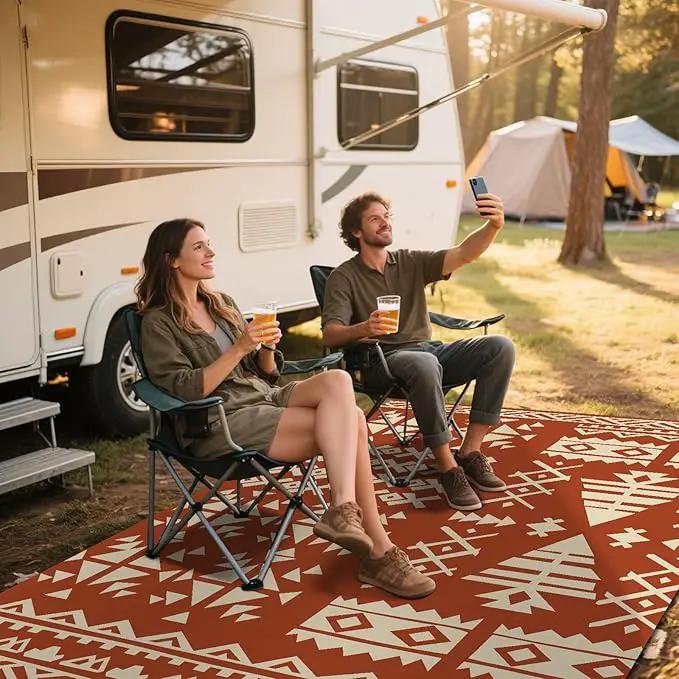 WILDROOTS 5x8 Feet Plastic Exotic Red Outdoor Rug, Stain Resistant Waterproof Reversible Outdoor Patio Rug, Fade Resistant Camping Rug by GreenHaven Gardens