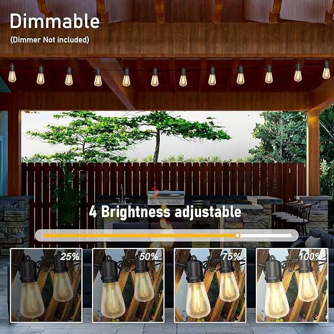 GOOTHY 25Ft LED Outdoor String Lights with 13 Edison Shatterproof Bulbs (1 Spare), ST38 Hanging Patio Lights Waterproof for Outdside Porch Deck Backyard Garden Commercial Grade Decorations Lights by GreenHaven Gardens