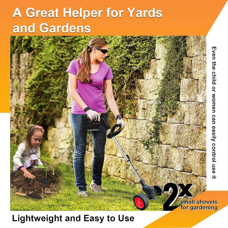 Electric Weed Wacker Eater Cordless, Weed Wacker Battery Powered, Weed Trimmer with 2 21V/2Ah Battery Operated & 15 Blades & Wheels, No-String Grass Trimmer/Brush Cutter/Edger for Garden Yard by GreenHaven Gardens