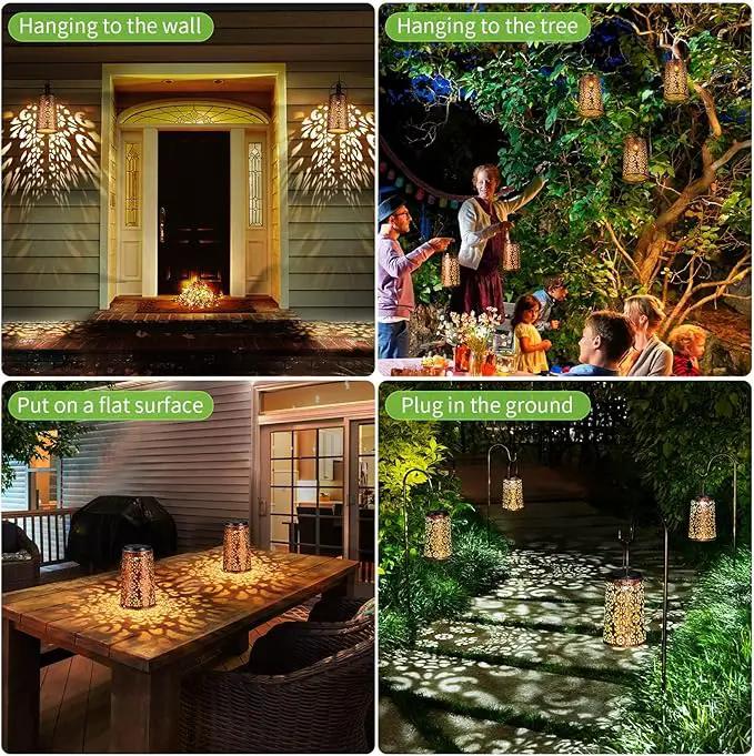 Solar Lanterns Outdoor Waterproof - 4 Pack Hanging Solar Lights Gifts for Women Mom Grandma Decorative Lantern for Patio Decor Garden Yard Backyard Porch Table Tree Lighting, Cool/Warm Light by GreenHaven Gardens