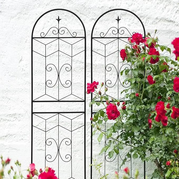Metal Garden Trellis Rustproof Trellis for Climbing Plants Outdoor Flower Support (Black-4 Pack, 71"x19.7") by GreenHaven Gardens
