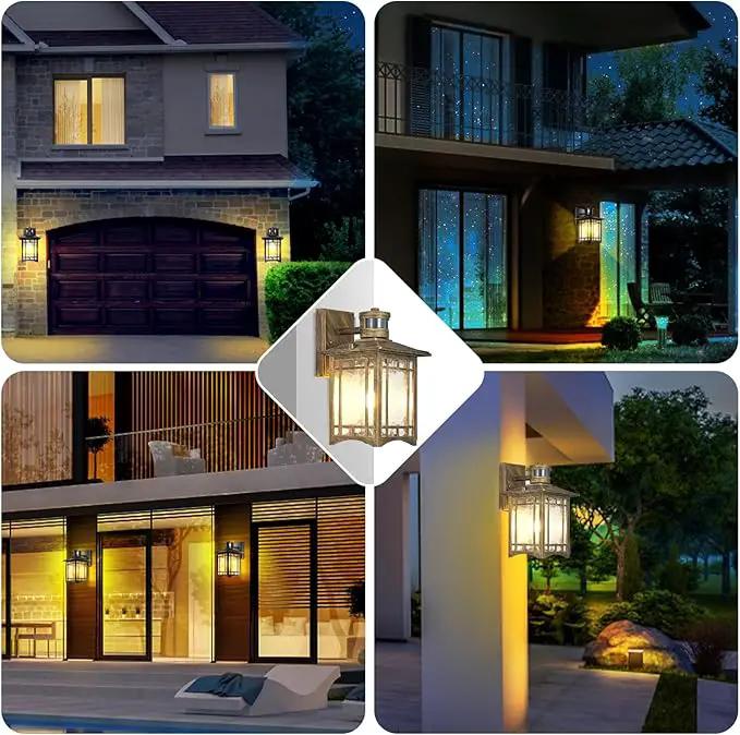 Bronze Outdoor Motion Sensor Lights - Dusk to Dawn Lighting Fixture for Outside House Exterior - Wall Mount Porch Lantern with Yard Front Motion Detector - Garage Patio Anti-Rust Light by GreenHaven Gardens