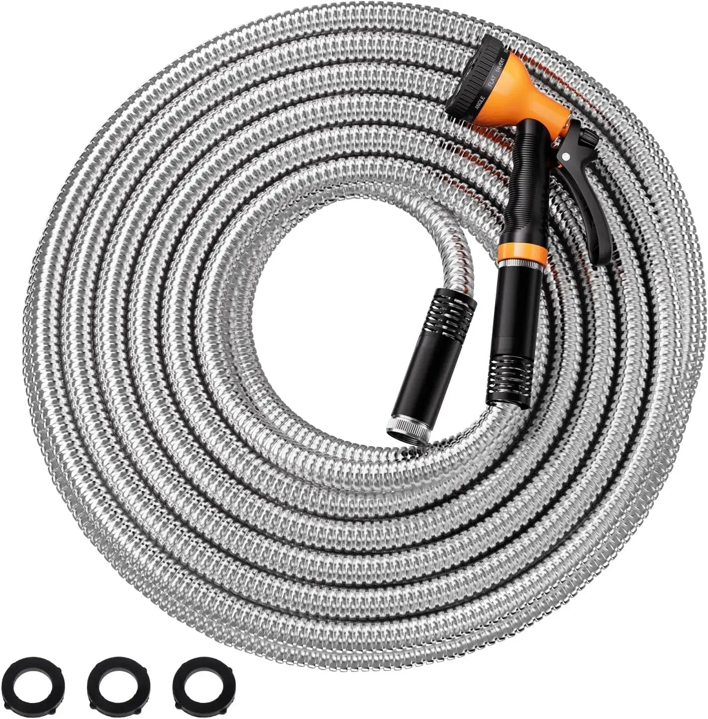 Garden Hose Metal 25 FT, Flexible Stainless Steel Water Hose with 10 Function Nozzle, Kink Free, Lightweight & Durable, Crush Resistant Fitting, Puncture Proof Hose for Yard, Rv, 600 PSI 2025 New by GreenHaven Gardens