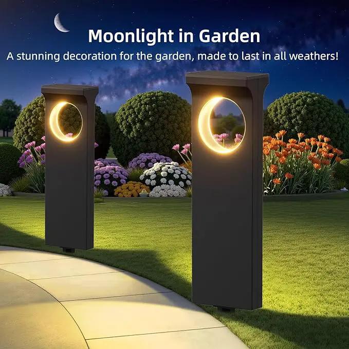 Solar Pathway Lights Outdoor, 4 Pack Upgraded Moon Shaped Landscape Lights - Brighter & Waterproof Solar Powered Decor for Yard, Garden, Path, Walkway, and Outdoor Decoration by GreenHaven Gardens