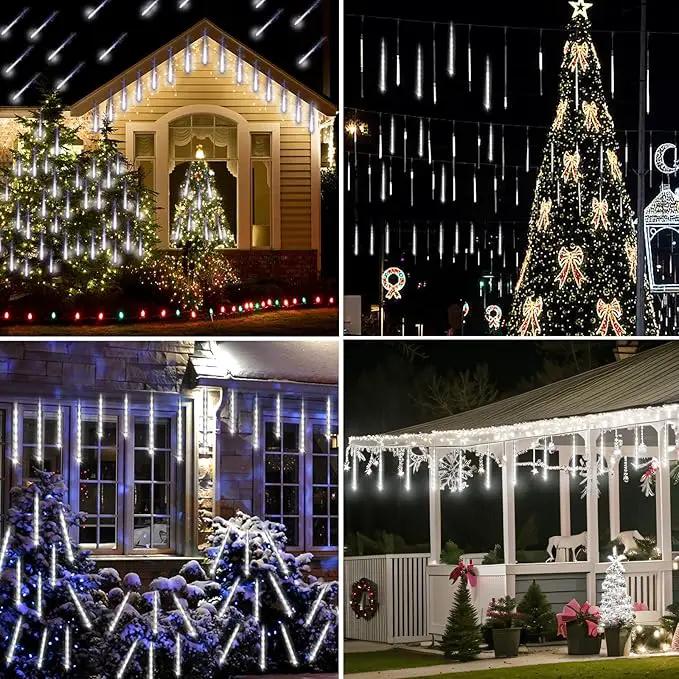 Aokudoni Christmas Lights Outdoor, 24 Tubes Meteor Shower Lights (Equivalent to 3 Sets of 8-Tubes), Waterproof Outside Christmas Decorations for Tree Window Yard Party Holiday, UL Plug, White by GreenHaven Gardens
