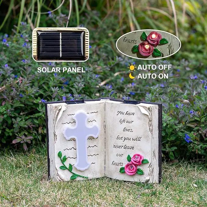 Outdoor Solar Bible Cross Garden Stakes Lights, Waterproof Memorial Grave Decorations Gifts for Cemetery Outdoors Lawn Yard Home Patio Decor by GreenHaven Gardens